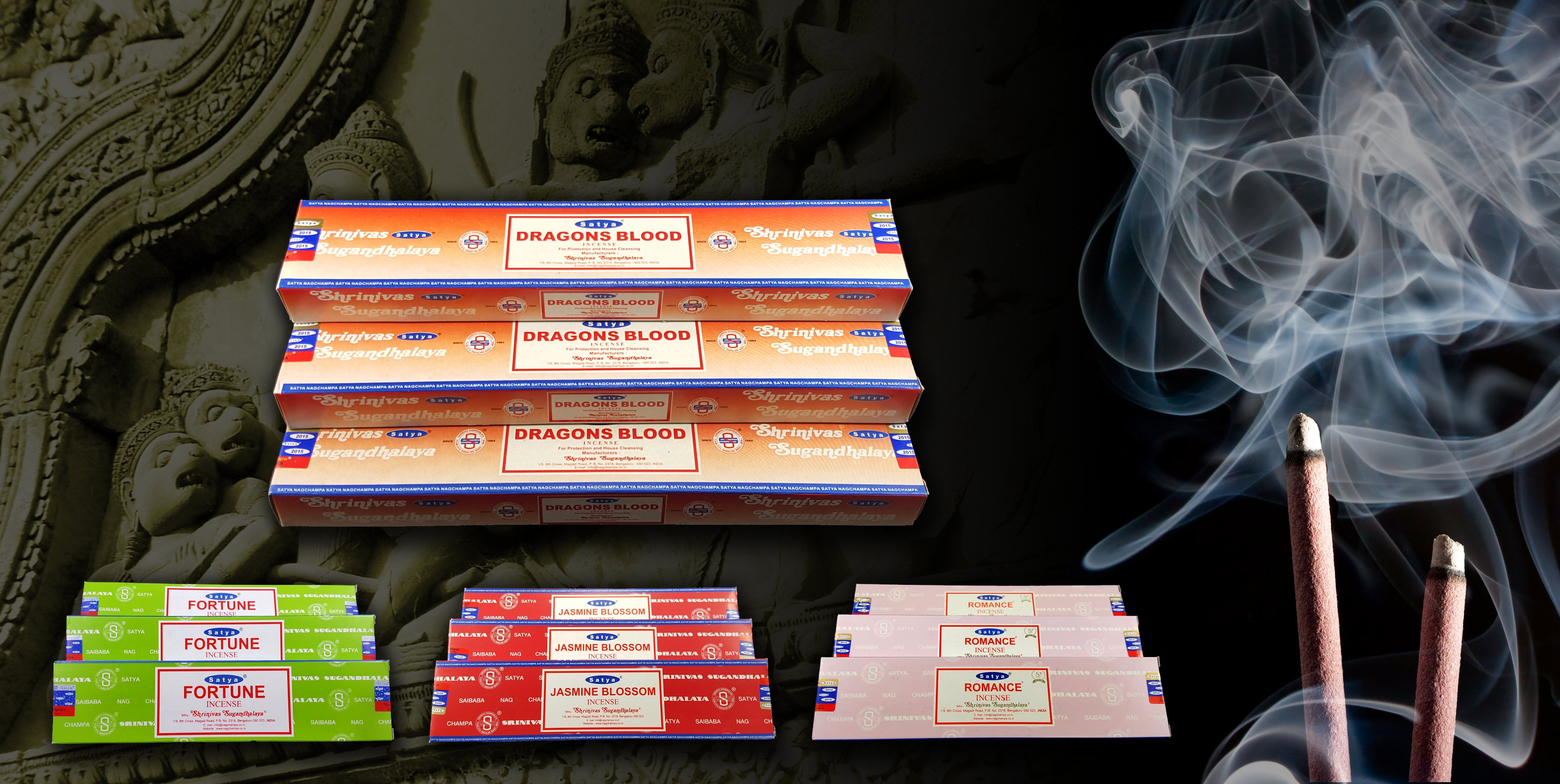 Satya Indian Incense Sticks, Nag Champa, Dragons Blood, Etc